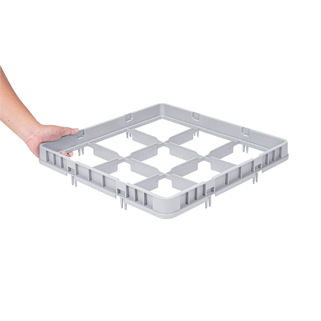 Clean Tek Professional Gray Half Drop Extender - 9 Compartments - 19 3/4" x 19 3/4" x 3" - 1 count box