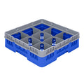 Clean Tek Professional Blue Glass Rack - 9 Compartments, 1 Full Drop Extender - 19 3/4" x 19 3/4" x 5 3/4" - 1 count box