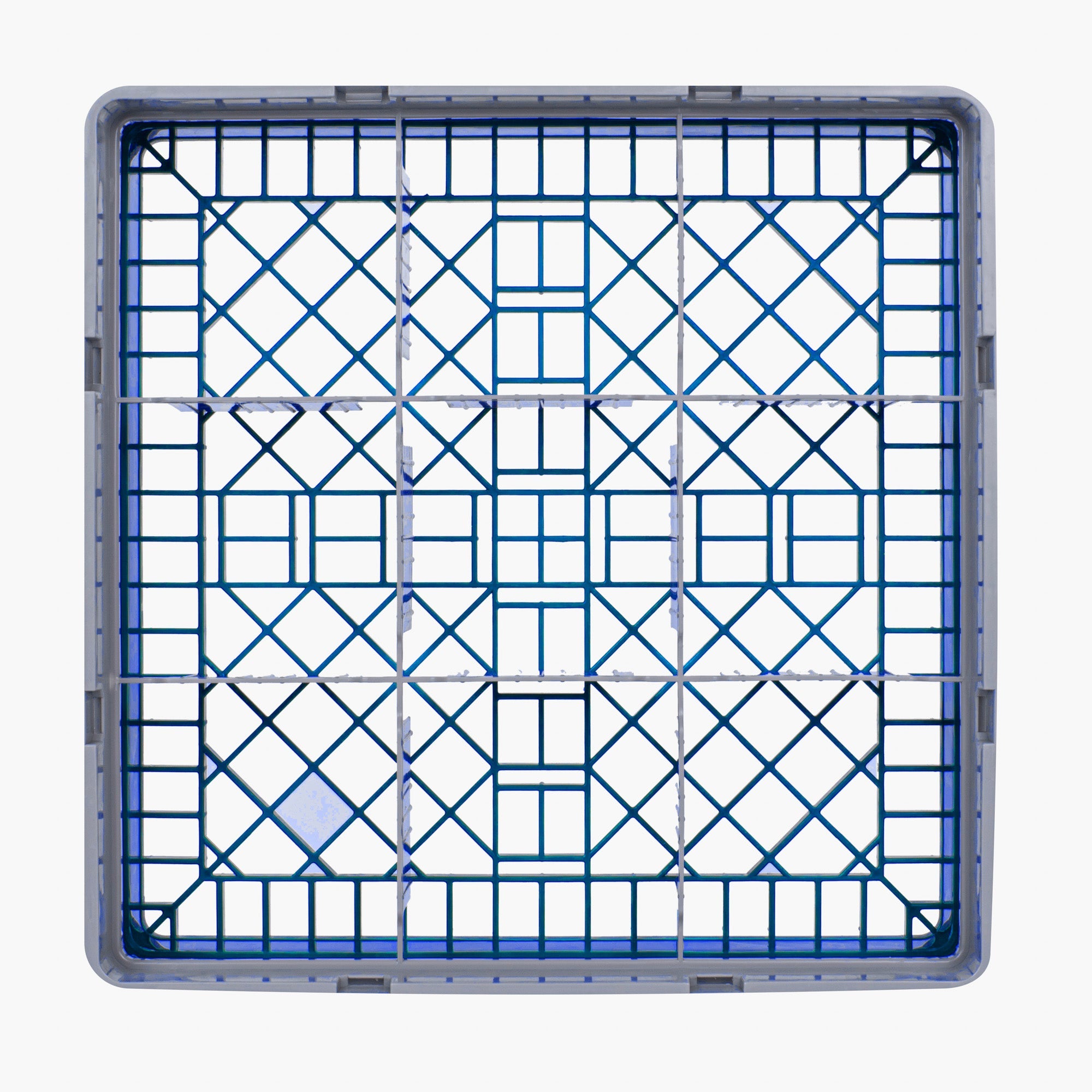 Clean Tek Professional Blue Glass Rack - 9 Compartments, 1 Full Drop Extender - 19 3/4" x 19 3/4" x 5 3/4" - 1 count box