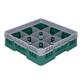 Clean Tek Professional Green Glass Rack - 9 Compartments, 1 Full Drop Extender - 19 3/4" x 19 3/4" x 5 3/4" - 1 count box