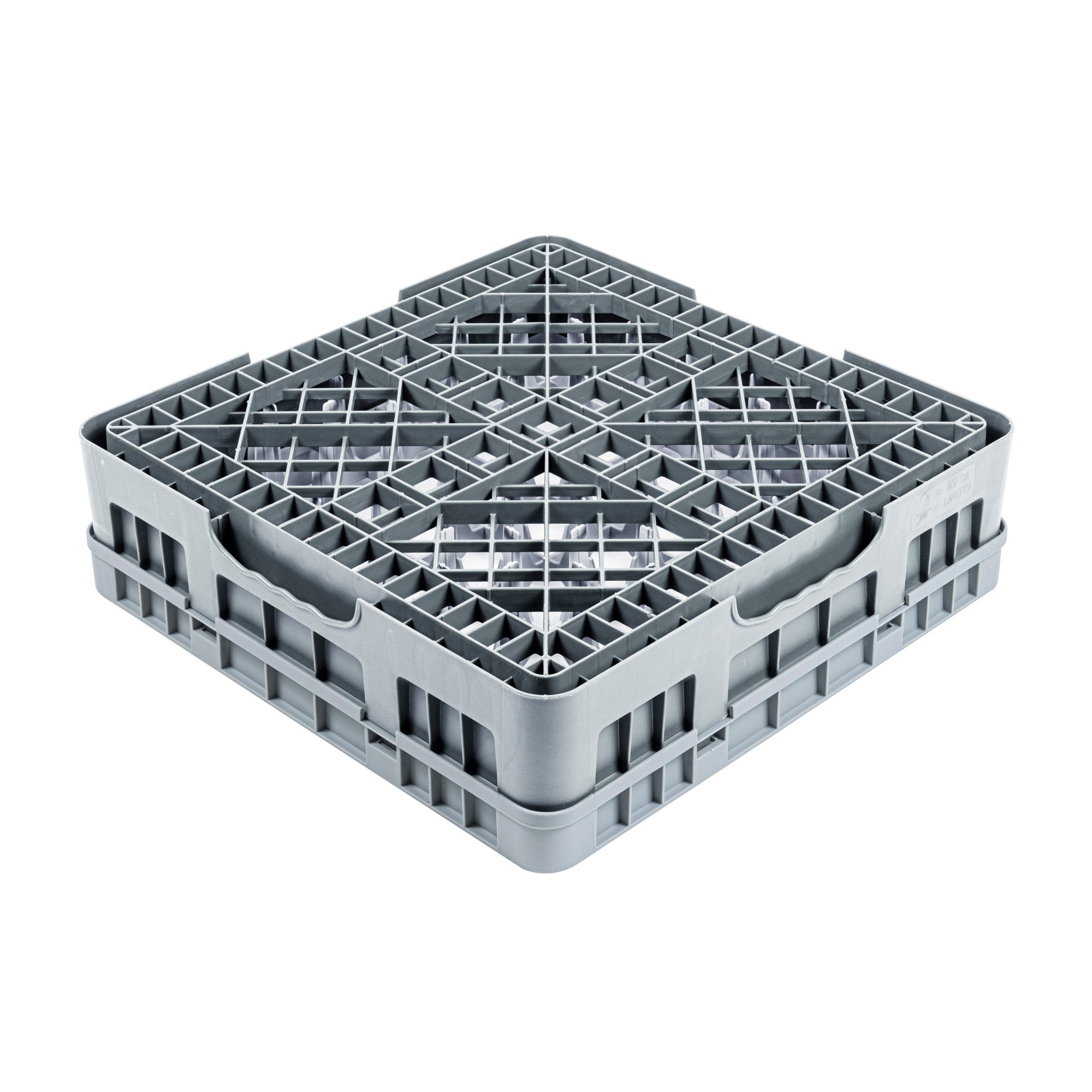 Clean Tek Professional Gray Glass Rack - 9 Compartments, 1 Full Drop Extender - 19 3/4" x 19 3/4" x 5 3/4" - 1 count box