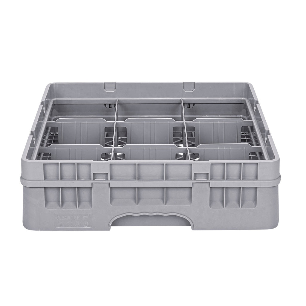 Clean Tek Professional Gray Glass Rack - 9 Compartments, 1 Full Drop Extender - 19 3/4" x 19 3/4" x 5 3/4" - 1 count box