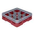 Clean Tek Professional Red Glass Rack - 9 Compartments, 1 Full Drop Extender - 19 3/4" x 19 3/4" x 5 3/4" - 1 count box