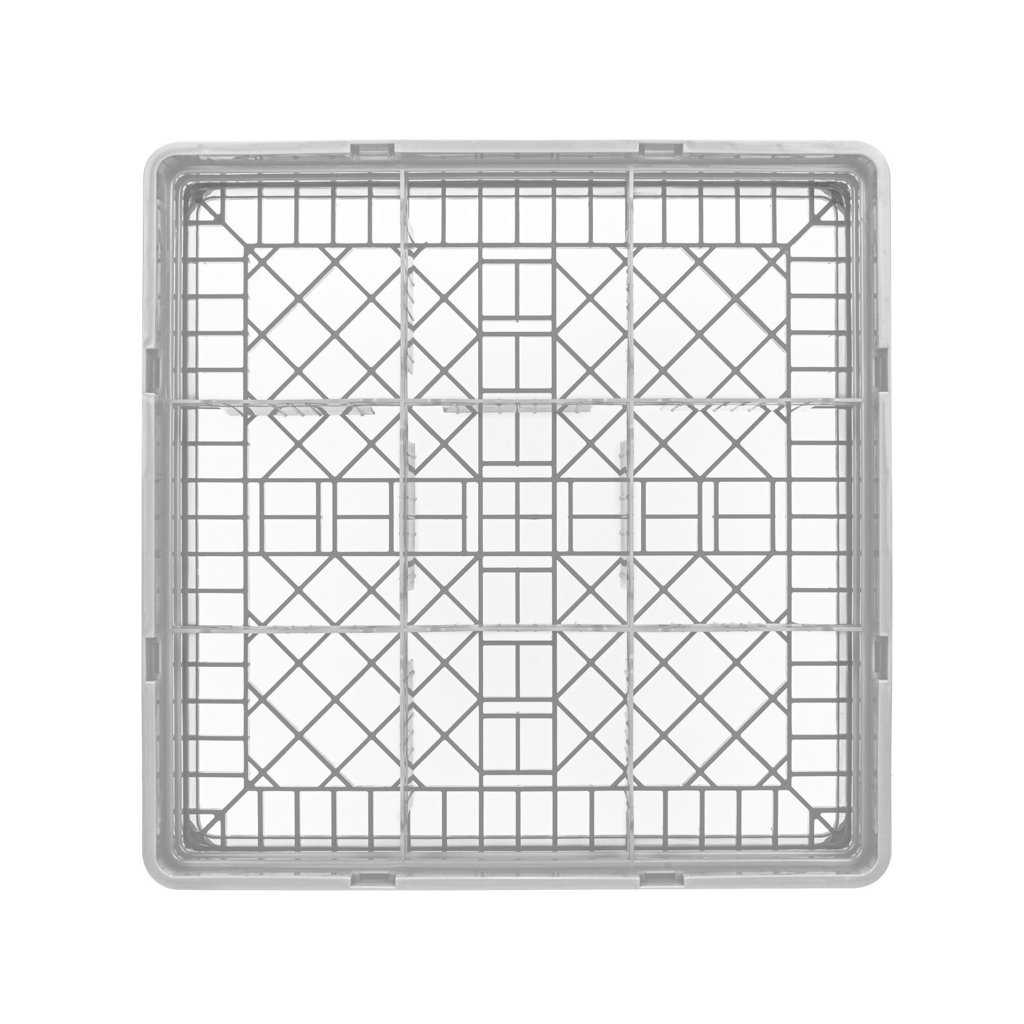 Clean Tek Professional Gray Glass Rack - 9 Compartments, 1 Full Drop and 1 Half Drop Extender - 19 3/4" x 19 3/4" x 7 1/4" - 1 count box