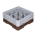 Clean Tek Professional Brown Glass Rack - 9 Compartments, 1 Full Drop and 2 Half Drop Extenders - 19 3/4" x 19 3/4" x 8 3/4" - 1 count box