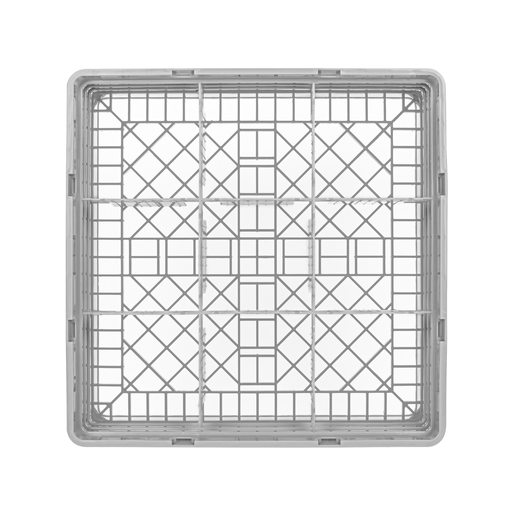 Clean Tek Professional Gray Glass Rack - 9 Compartments, 1 Full Drop and 2 Half Drop Extenders - 19 3/4" x 19 3/4" x 8 3/4" - 1 count box