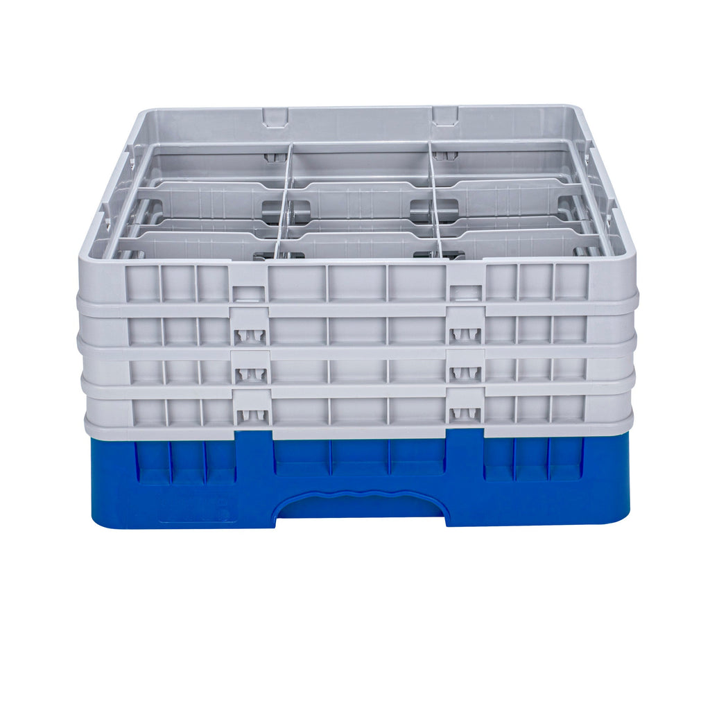 Clean Tek Professional Blue Glass Rack - 9 Compartments, 1 Full Drop and 3 Half Drop Extenders - 19 3/4" x 19 3/4" x 10 1/2" - 1 count box