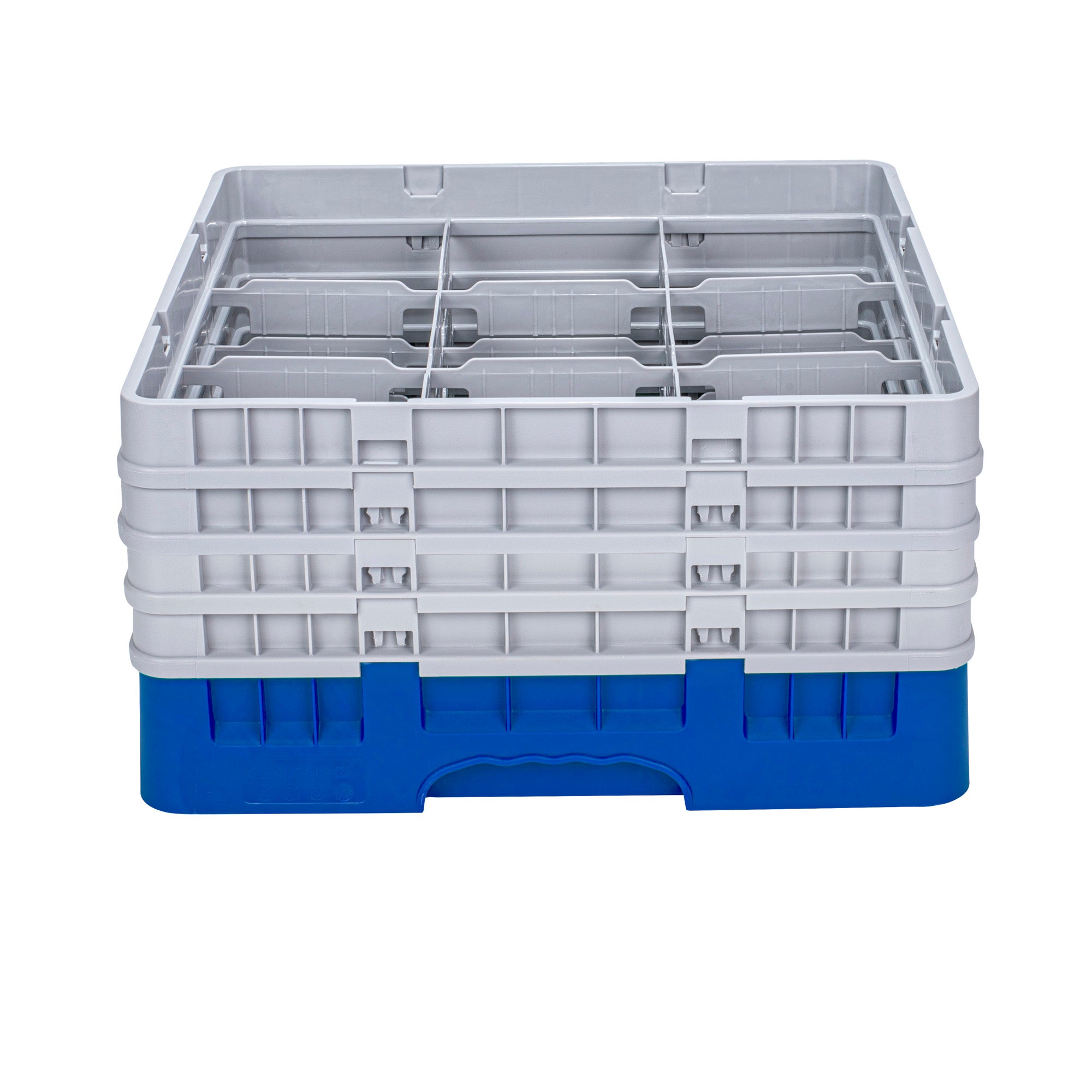 Clean Tek Professional Blue Glass Rack - 9 Compartments, 1 Full Drop and 3 Half Drop Extenders - 19 3/4" x 19 3/4" x 10 1/2" - 1 count box