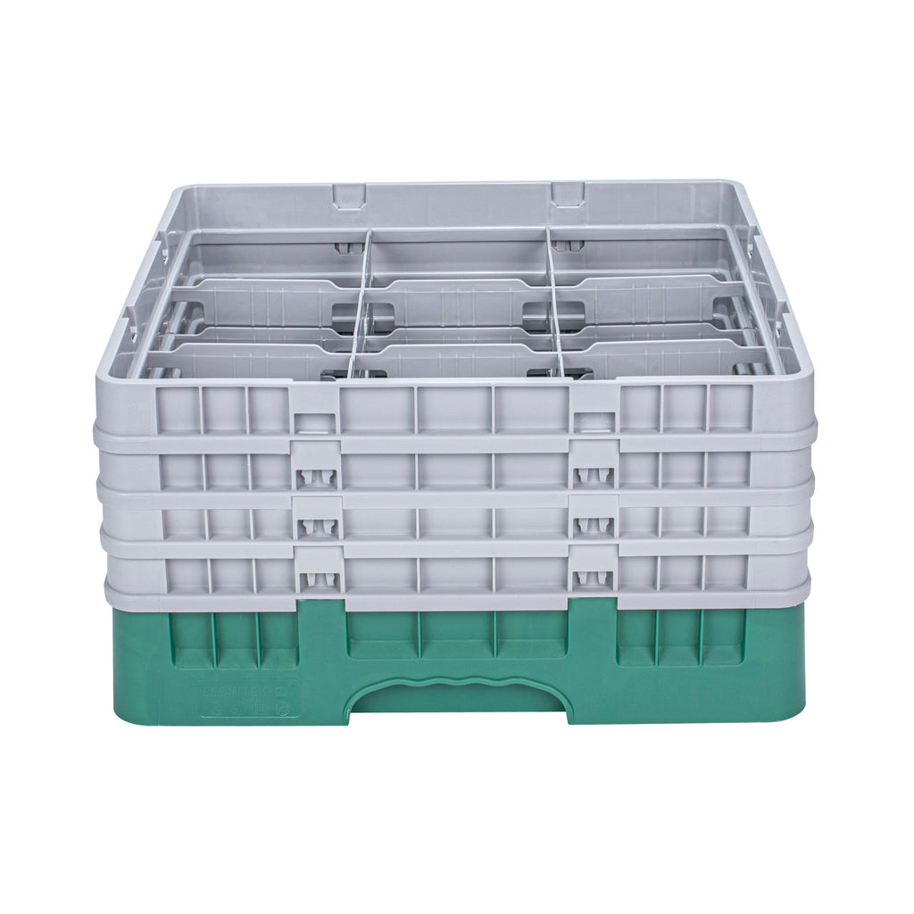 Clean Tek Professional Green Glass Rack - 9 Compartments, 1 Full Drop and 3 Half Drop Extenders - 19 3/4" x 19 3/4" x 10 1/2" - 1 count box