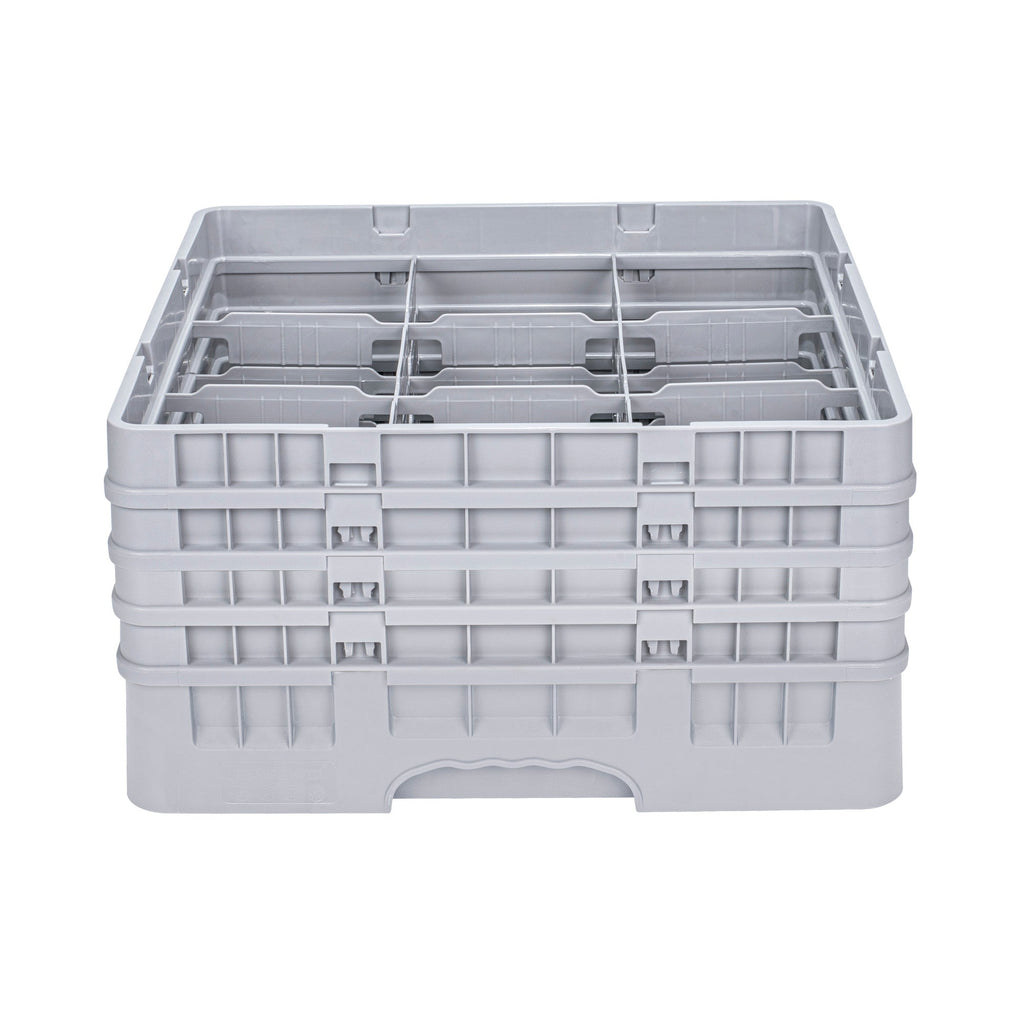 Clean Tek Professional Gray Glass Rack - 9 Compartments, 1 Full Drop and 3 Half Drop Extenders - 19 3/4" x 19 3/4" x 10 1/2" - 1 count box