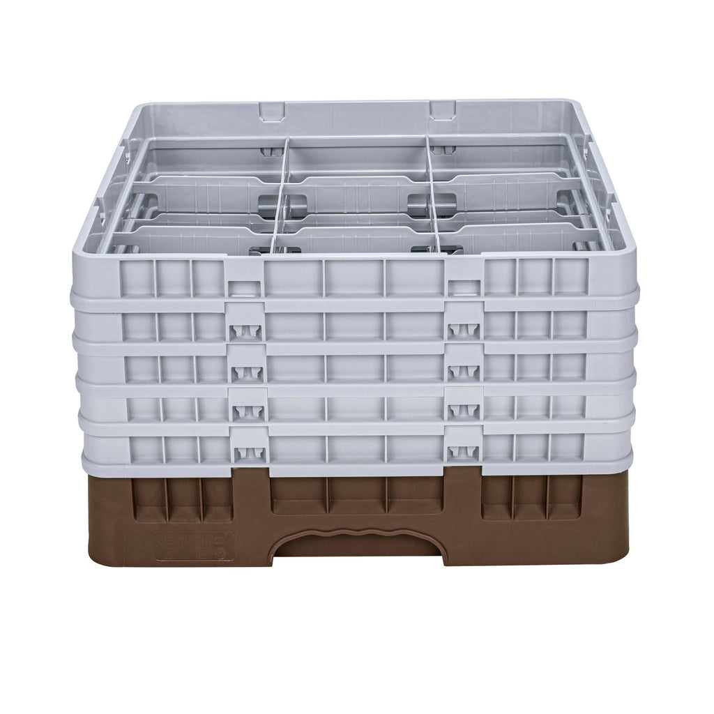 Clean Tek Professional Brown Glass Rack - 9 Compartments, 1 Full Drop and 4 Half Drop Extenders - 19 3/4" x 19 3/4" x 12 1/4" - 1 count box