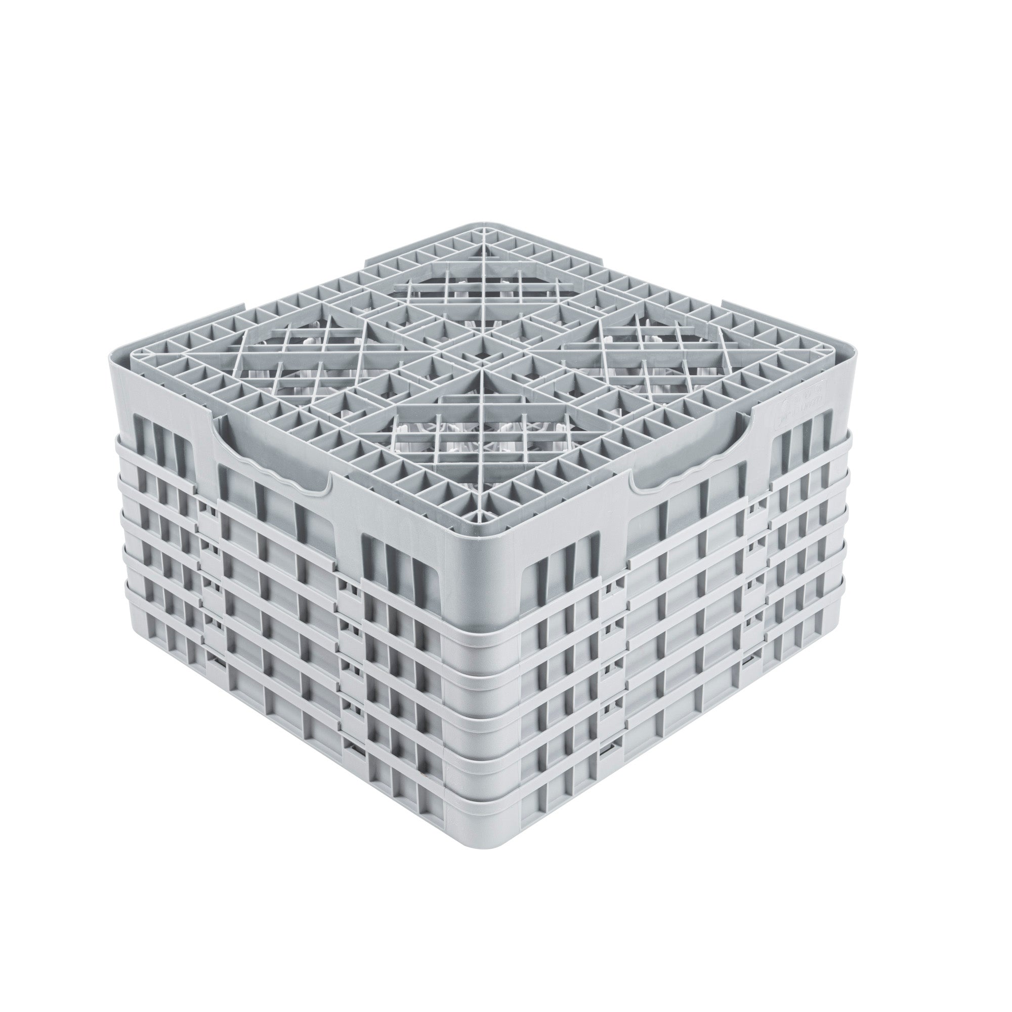 Clean Tek Professional Gray Glass Rack - 9 Compartments, 1 Full Drop and 4 Half Drop Extenders - 19 3/4" x 19 3/4" x 12 1/4" - 1 count box