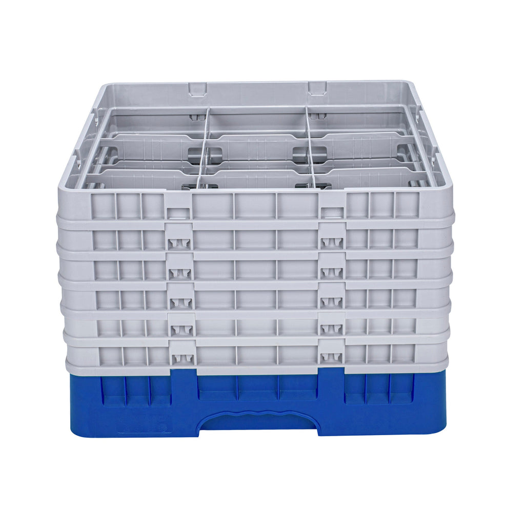 Clean Tek Professional Blue Glass Rack - 9 Compartments, 1 Full Drop and 5 Half Drop Extenders - 19 3/4" x 19 3/4" x 13 3/4" - 1 count box