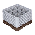 Clean Tek Professional Brown Glass Rack - 9 Compartments, 1 Full Drop and 5 Half Drop Extenders - 19 3/4" x 19 3/4" x 13 3/4" - 1 count box