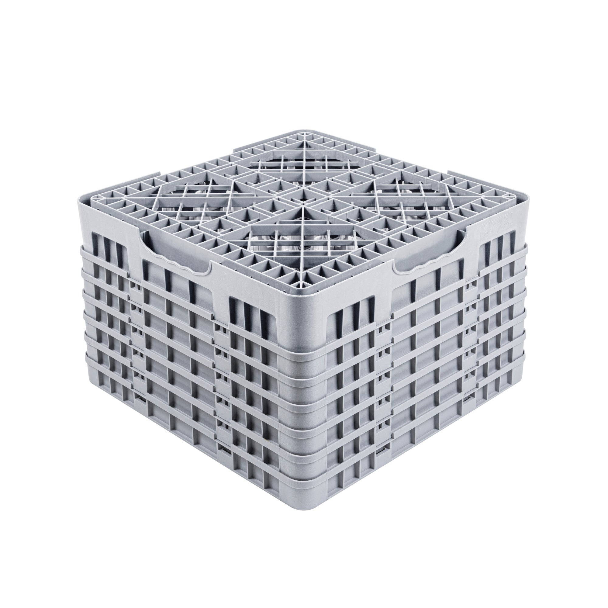 Clean Tek Professional Gray Glass Rack - 9 Compartments, 1 Full Drop and 5 Half Drop Extenders - 19 3/4" x 19 3/4" x 13 3/4" - 1 count box