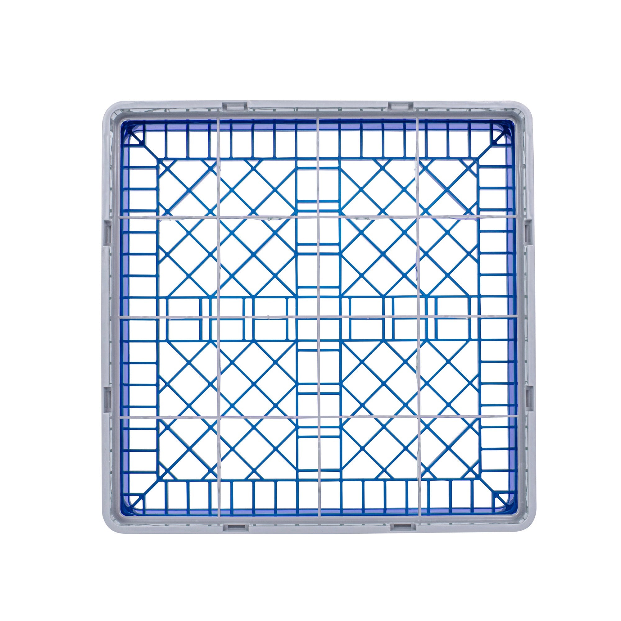 Clean Tek Professional Blue Glass Rack - 16 Compartments, 1 Full Drop Extender - 19 3/4" x 19 3/4" x 5 3/4" - 1 count box
