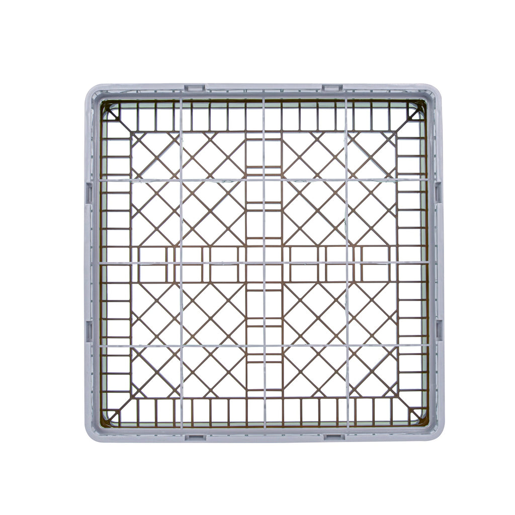 Clean Tek Professional Brown Glass Rack - 16 Compartments, 1 Full Drop Extender - 19 3/4" x 19 3/4" x 5 3/4" - 1 count box