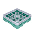 Clean Tek Professional Green Glass Rack - 16 Compartments, 1 Full Drop Extender - 19 3/4" x 19 3/4" x 5 3/4" - 1 count box