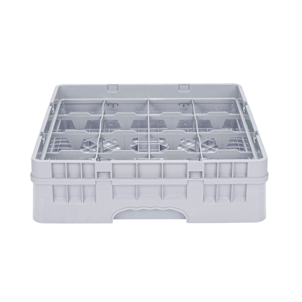 Clean Tek Professional Gray Glass Rack - 16 Compartments, 1 Full Drop Extender - 19 3/4" x 19 3/4" x 5 3/4" - 1 count box