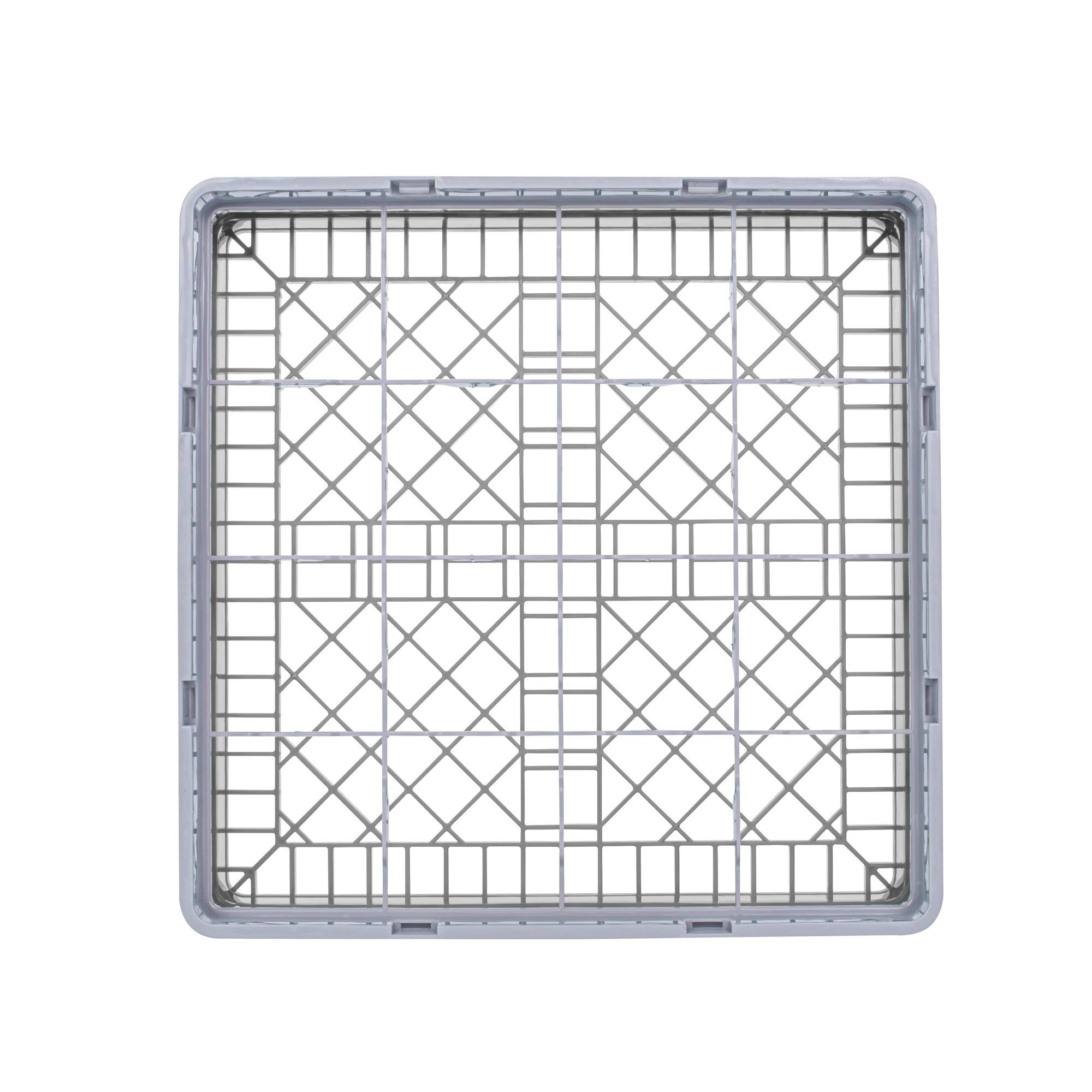 Clean Tek Professional Gray Glass Rack - 16 Compartments, 1 Full Drop Extender - 19 3/4" x 19 3/4" x 5 3/4" - 1 count box