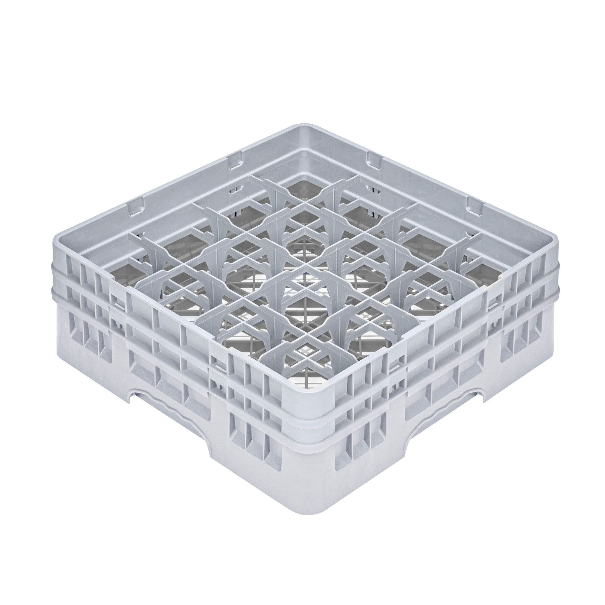 Clean Tek Professional Gray Glass Rack - 16 Compartments, 1 Full Drop and 1 Half Drop Extender - 19 3/4" x 19 3/4" x 7 1/4" - 1 count box