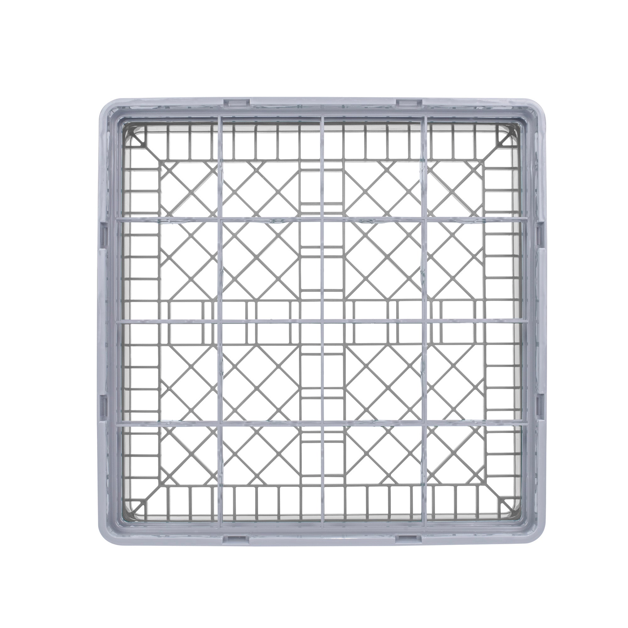 Clean Tek Professional Gray Glass Rack - 16 Compartments, 1 Full Drop and 1 Half Drop Extender - 19 3/4" x 19 3/4" x 7 1/4" - 1 count box