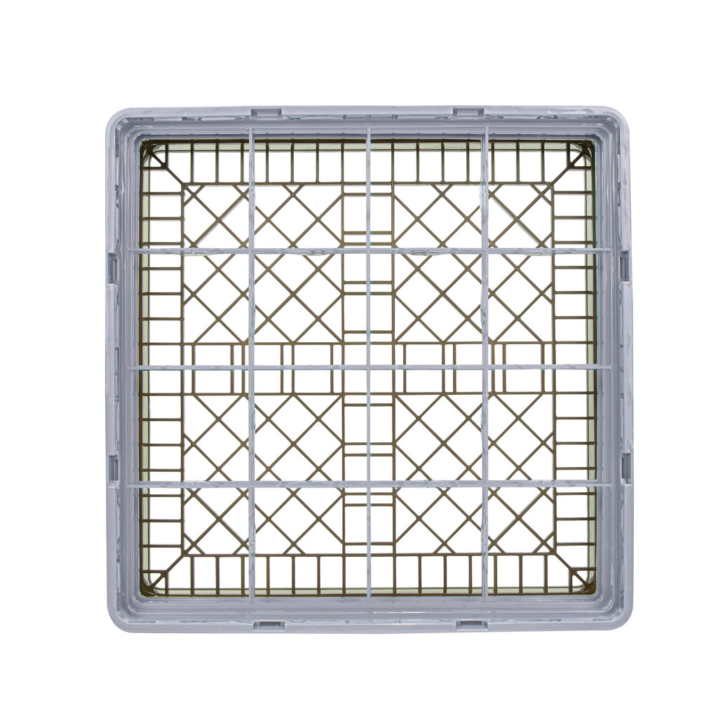 Clean Tek Professional Brown Glass Rack - 16 Compartments, 1 Full Drop and 2 Half Drop Extenders - 19 3/4" x 19 3/4" x 8 3/4" - 1 count box