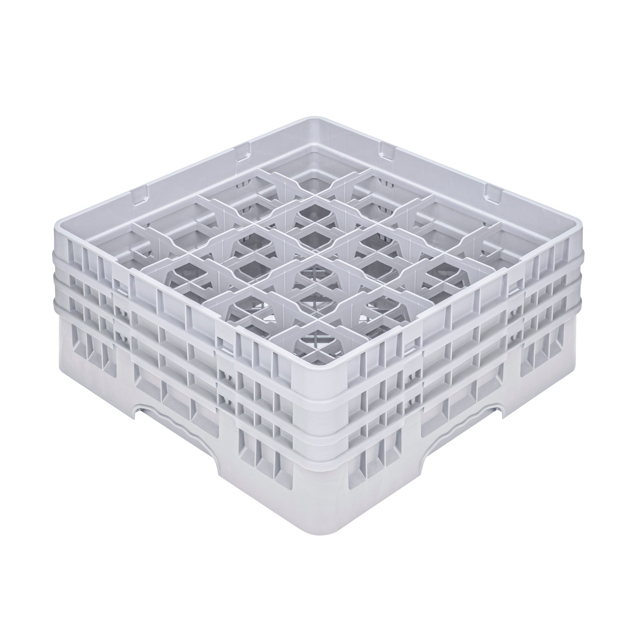 Clean Tek Professional Gray Glass Rack - 16 Compartments, 1 Full Drop and 2 Half Drop Extenders - 19 3/4" x 19 3/4" x 8 3/4" - 1 count box