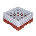 Clean Tek Professional Red Glass Rack - 16 Compartments, 1 Full Drop and 2 Half Drop Extenders - 19 3/4" x 19 3/4" x 8 3/4" - 1 count box
