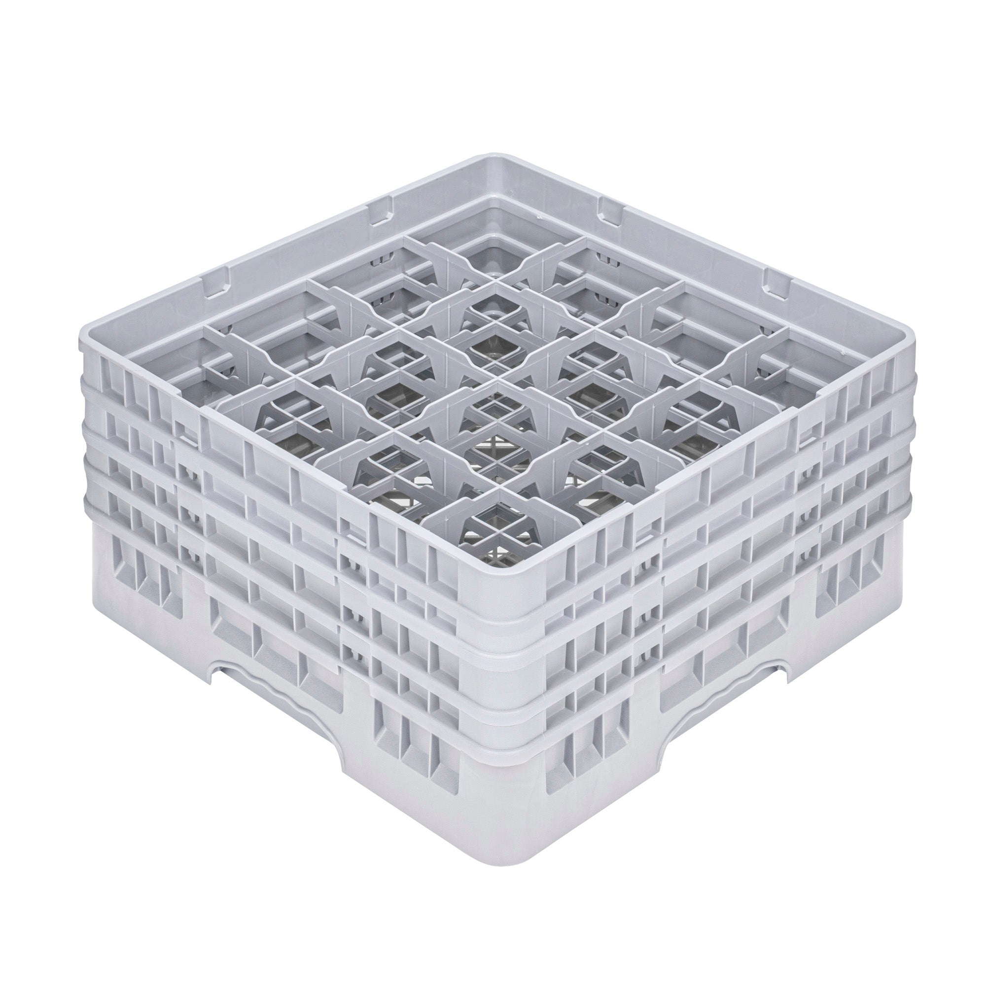 Clean Tek Professional Gray Glass Rack - 16 Compartments, 1 Full Drop and 3 Half Drop Extenders - 19 3/4" x 19 3/4" x 10 1/2" - 1 count box
