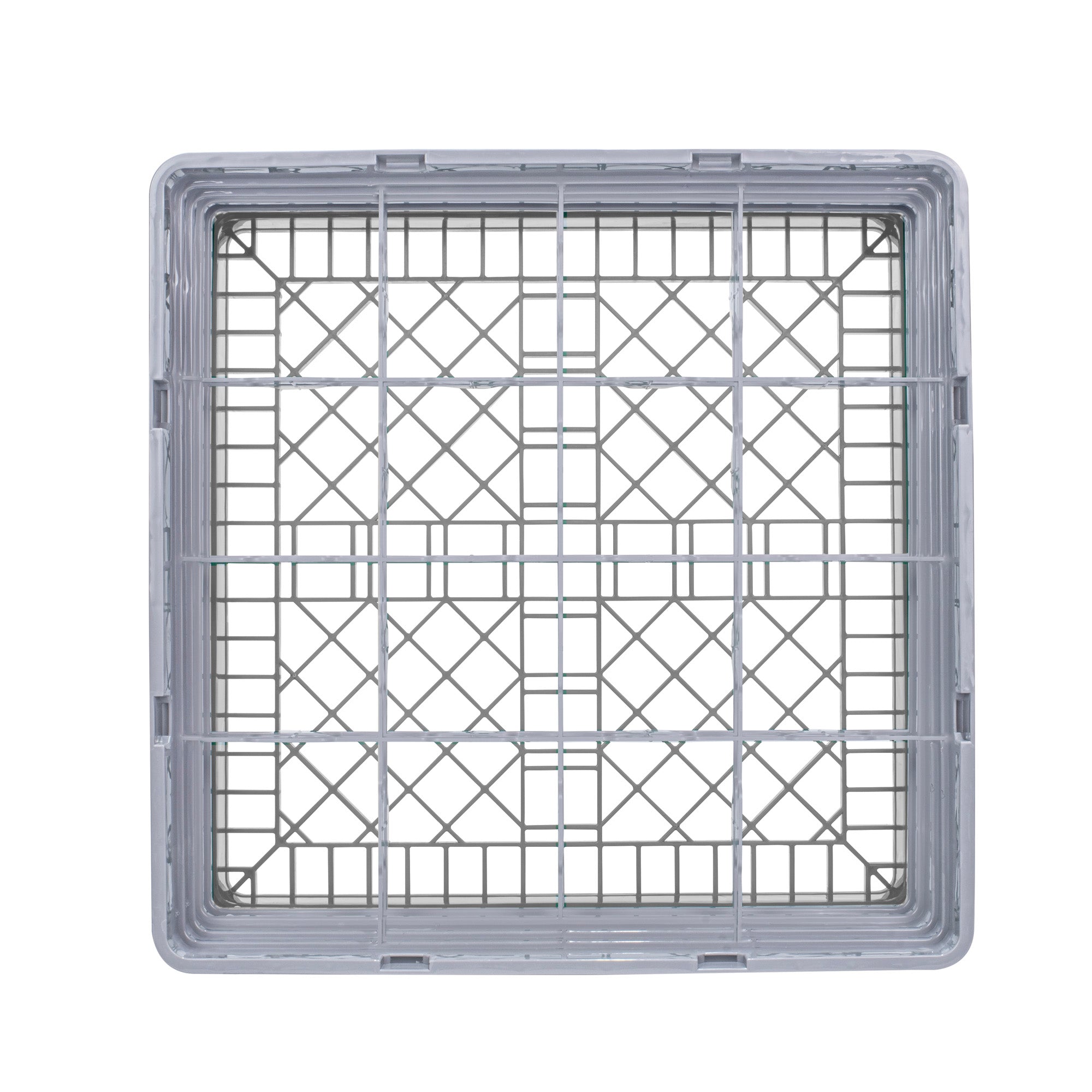 Clean Tek Professional Gray Glass Rack - 16 Compartments, 1 Full Drop and 3 Half Drop Extenders - 19 3/4" x 19 3/4" x 10 1/2" - 1 count box