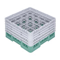 Clean Tek Professional Green Glass Rack - 16 Compartments, 1 Full Drop and 4 Half Drop Extenders - 19 3/4" x 19 3/4" x 12 1/4" - 1 count box