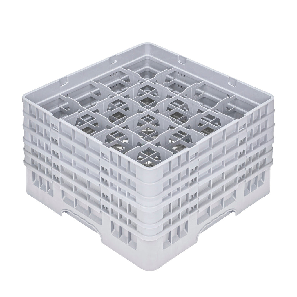 Clean Tek Professional Gray Glass Rack - 16 Compartments, 1 Full Drop and 4 Half Drop Extenders - 19 3/4" x 19 3/4" x 12 1/4" - 1 count box