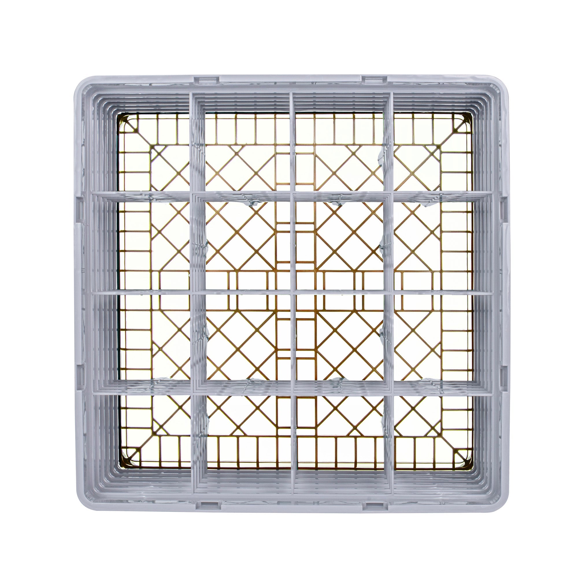 Clean Tek Professional Brown Glass Rack - 16 Compartments, 1 Full Drop and 5 Half Drop Extenders - 19 3/4" x 19 3/4" x 13 3/4" - 1 count box