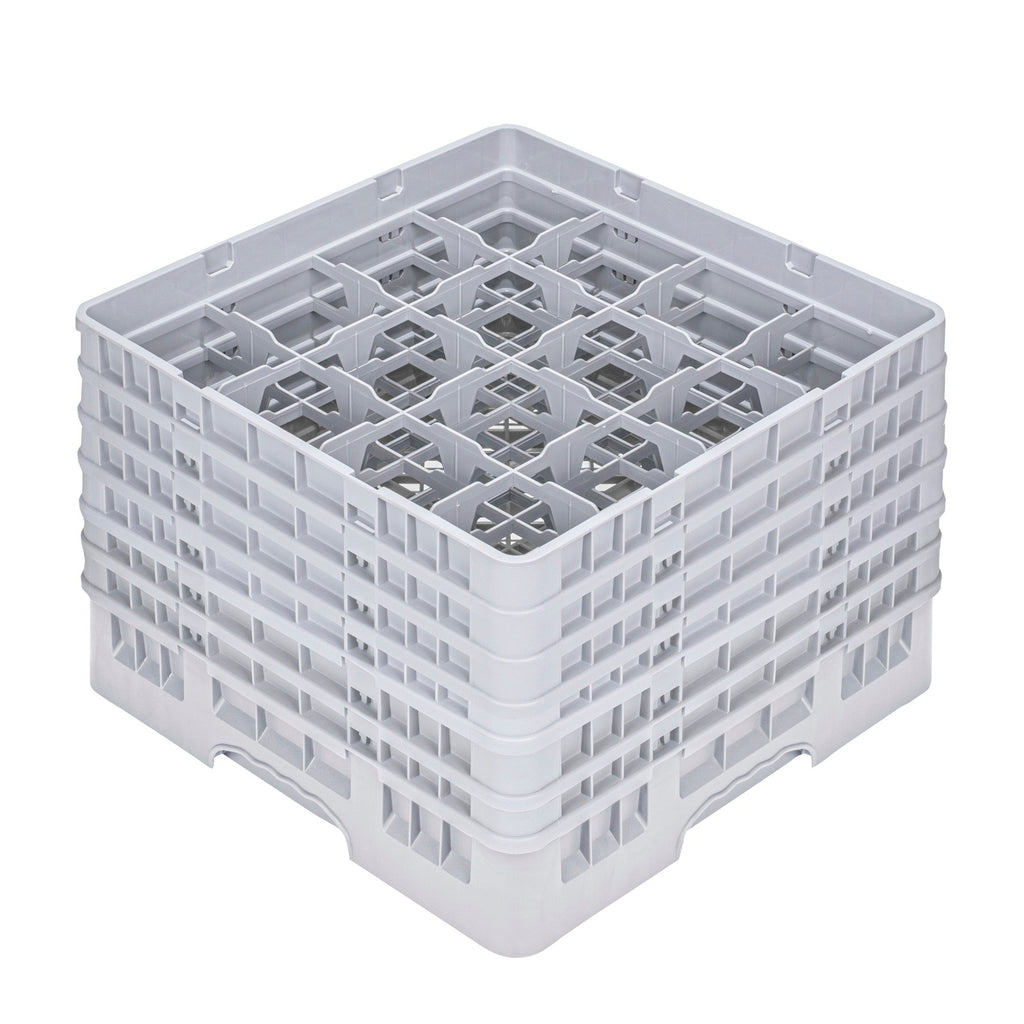 Clean Tek Professional Gray Glass Rack - 16 Compartments, 1 Full Drop and 5 Half Drop Extenders - 19 3/4" x 19 3/4" x 13 3/4" - 1 count box