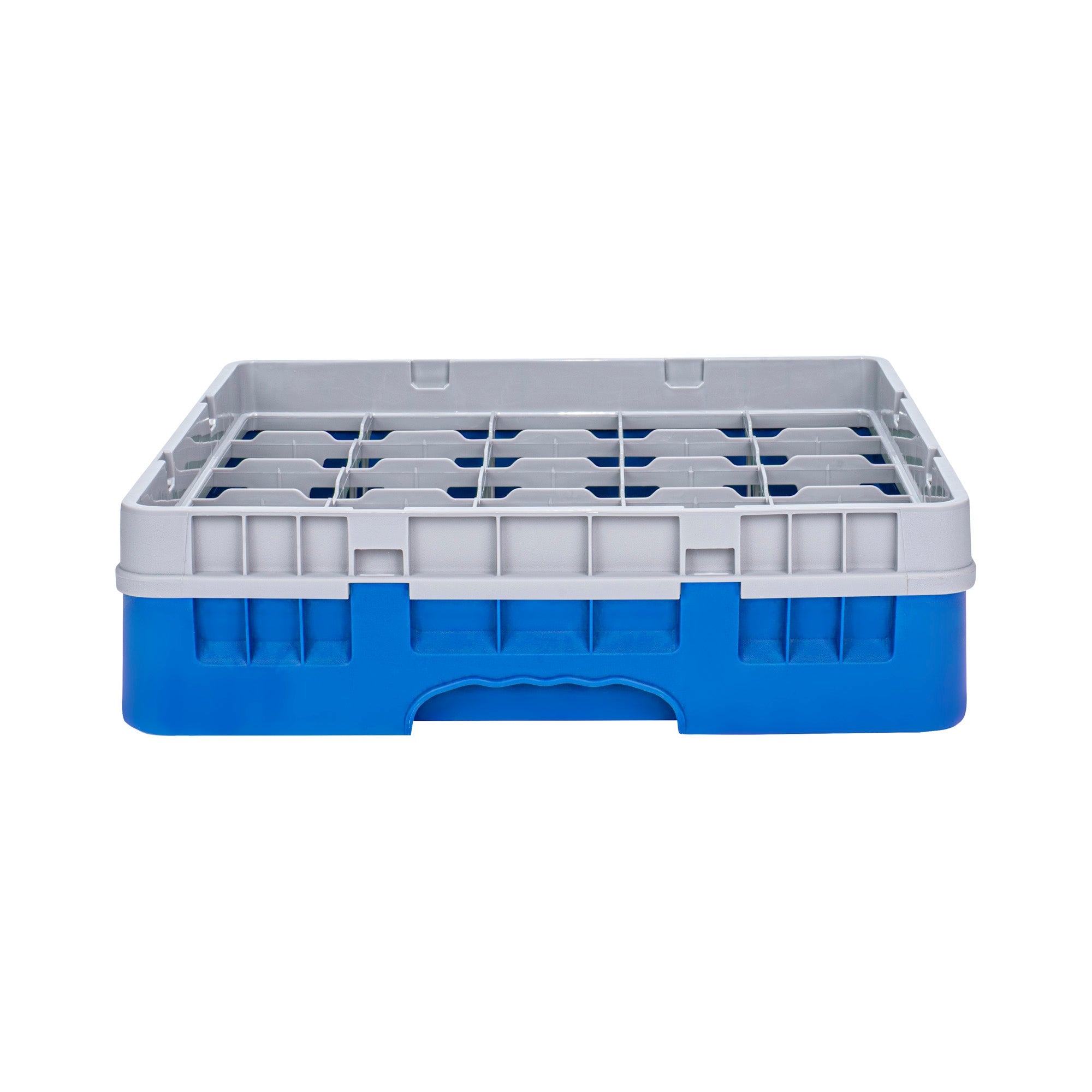 Clean Tek Professional Blue Glass Rack - 25 Compartments, 1 Full Drop Extender - 19 3/4" x 19 3/4" x 5 3/4" - 1 count box