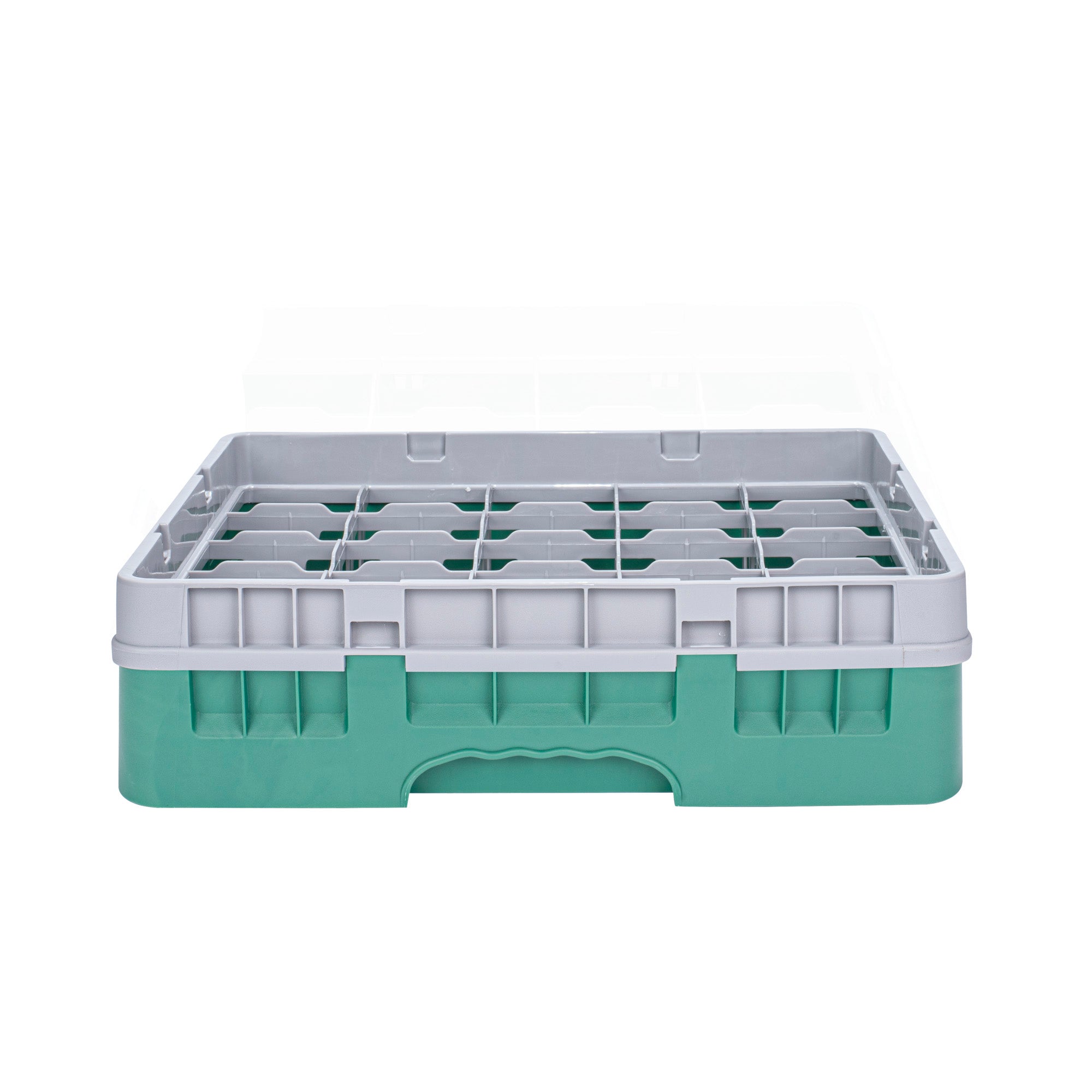 Clean Tek Professional Green Glass Rack - 25 Compartments, 1 Full Drop Extender - 19 3/4" x 19 3/4" x 5 3/4" - 1 count box
