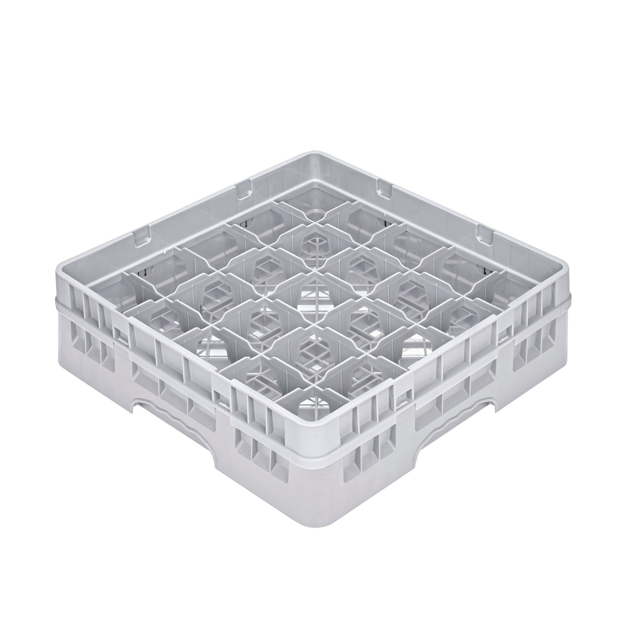 Clean Tek Professional Gray Glass Rack - 25 Compartments, 1 Full Drop Extender - 19 3/4" x 19 3/4" x 5 3/4" - 1 count box