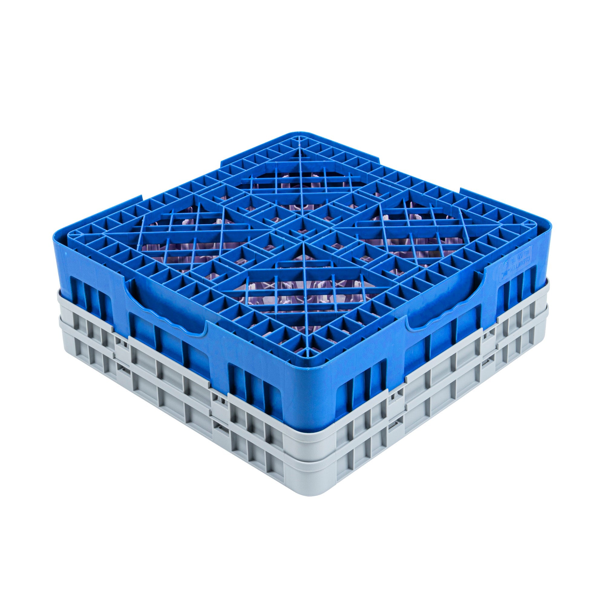 Clean Tek Professional Blue Glass Rack - 25 Compartments, 1 Full Drop and 1 Half Drop Extender - 19 3/4" x 19 3/4" x 7 1/4" - 1 count box