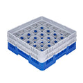 Clean Tek Professional Blue Glass Rack - 25 Compartments, 1 Full Drop and 1 Half Drop Extender - 19 3/4" x 19 3/4" x 7 1/4" - 1 count box