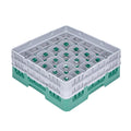 Clean Tek Professional Green Glass Rack - 25 Compartments, 1 Full Drop and 1 Half Drop Extender - 19 3/4" x 19 3/4" x 7 1/4" - 1 count box