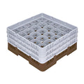 Clean Tek Professional Brown Glass Rack - 25 Compartments, 1 Full Drop and 2 Half Drop Extenders - 19 3/4" x 19 3/4" x 8 3/4" - 1 count box