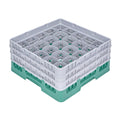 Clean Tek Professional Green Glass Rack - 25 Compartments, 1 Full Drop and 2 Half Drop Extenders - 19 3/4" x 19 3/4" x 8 3/4" - 1 count box