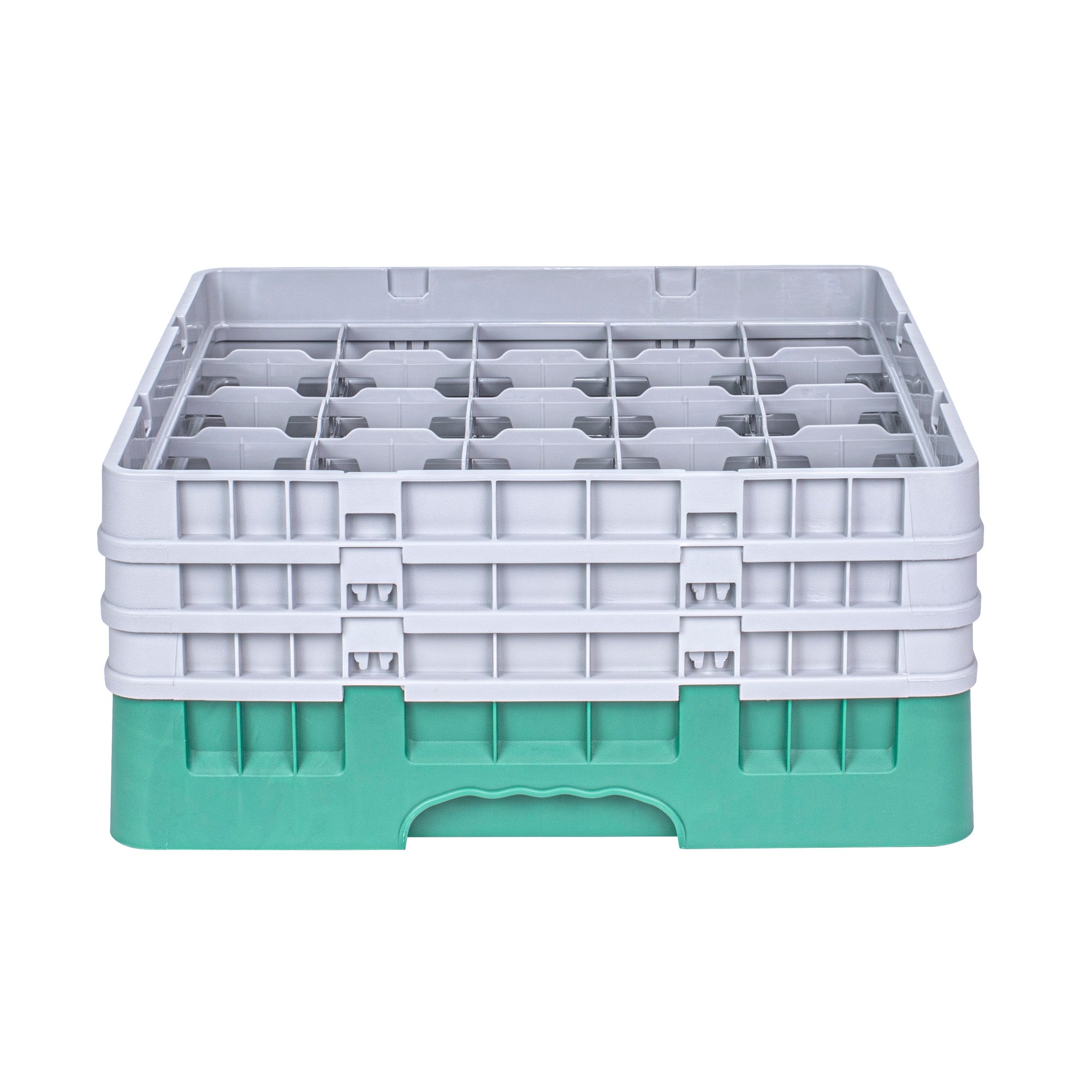 Clean Tek Professional Green Glass Rack - 25 Compartments, 1 Full Drop and 2 Half Drop Extenders - 19 3/4" x 19 3/4" x 8 3/4" - 1 count box