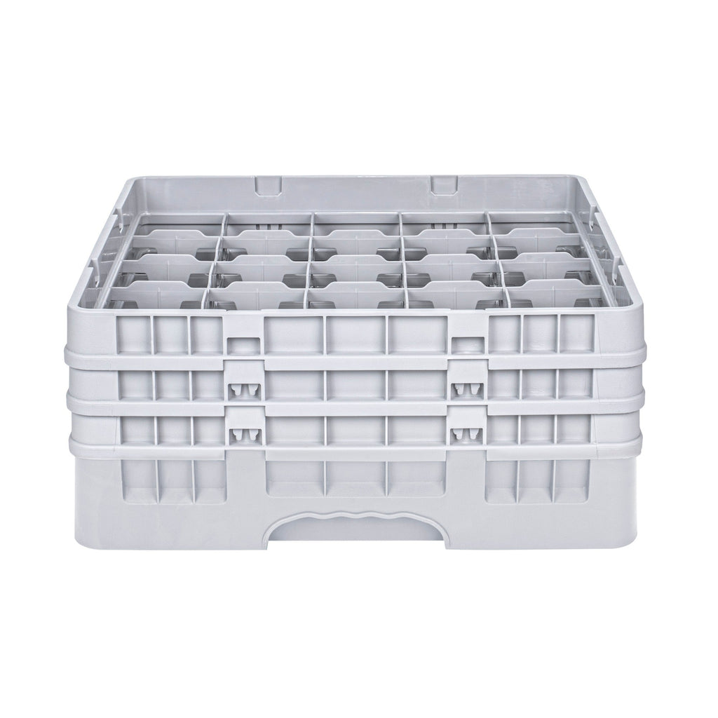 Clean Tek Professional Gray Glass Rack - 25 Compartments, 1 Full Drop and 2 Half Drop Extenders - 19 3/4" x 19 3/4" x 8 3/4" - 1 count box