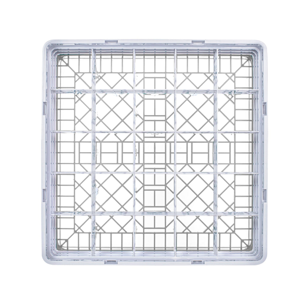 Clean Tek Professional Gray Glass Rack - 25 Compartments, 1 Full Drop and 2 Half Drop Extenders - 19 3/4" x 19 3/4" x 8 3/4" - 1 count box