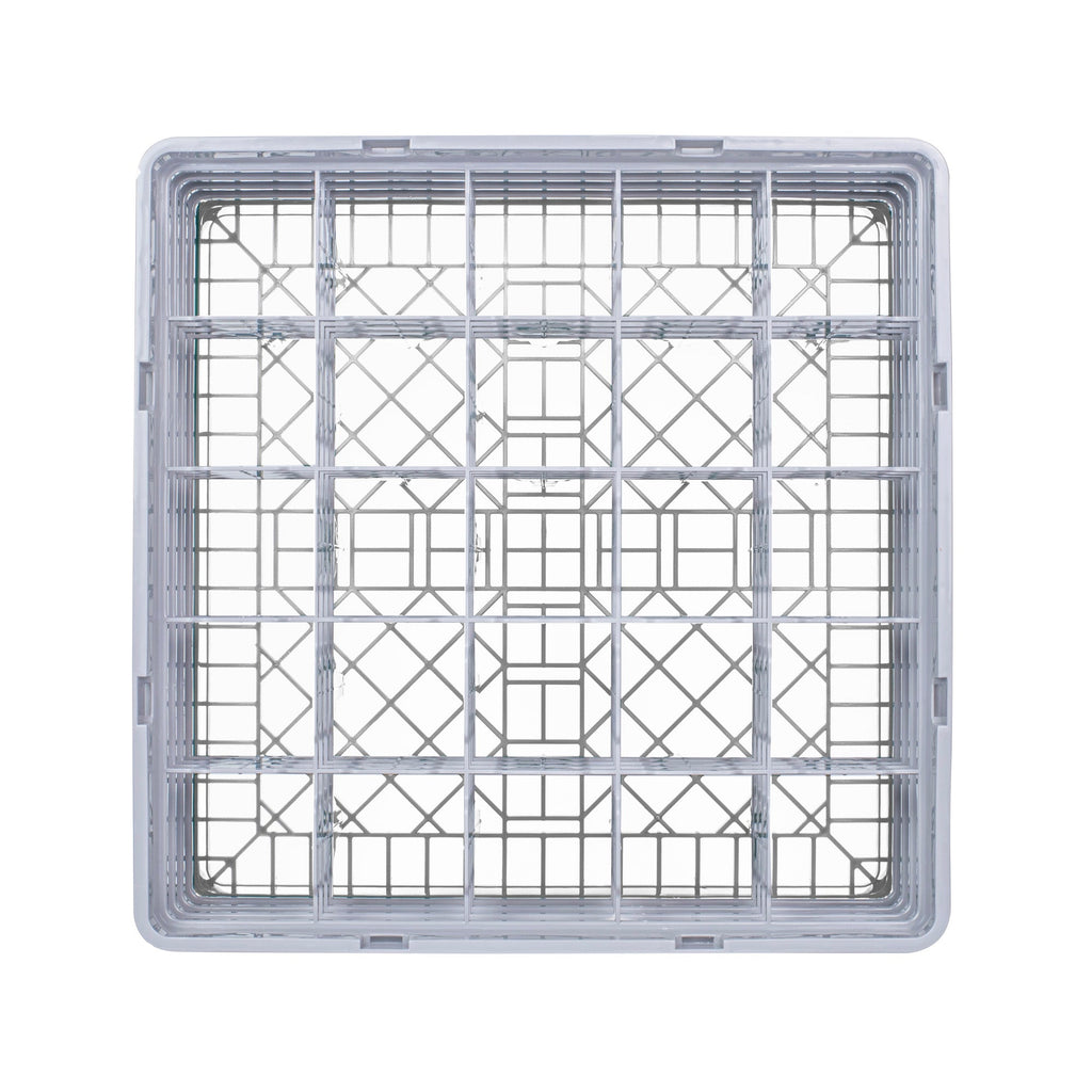 Clean Tek Professional Gray Glass Rack - 25 Compartments, 1 Full Drop and 3 Half Drop Extenders - 19 3/4" x 19 3/4" x 10 1/2" - 1 count box