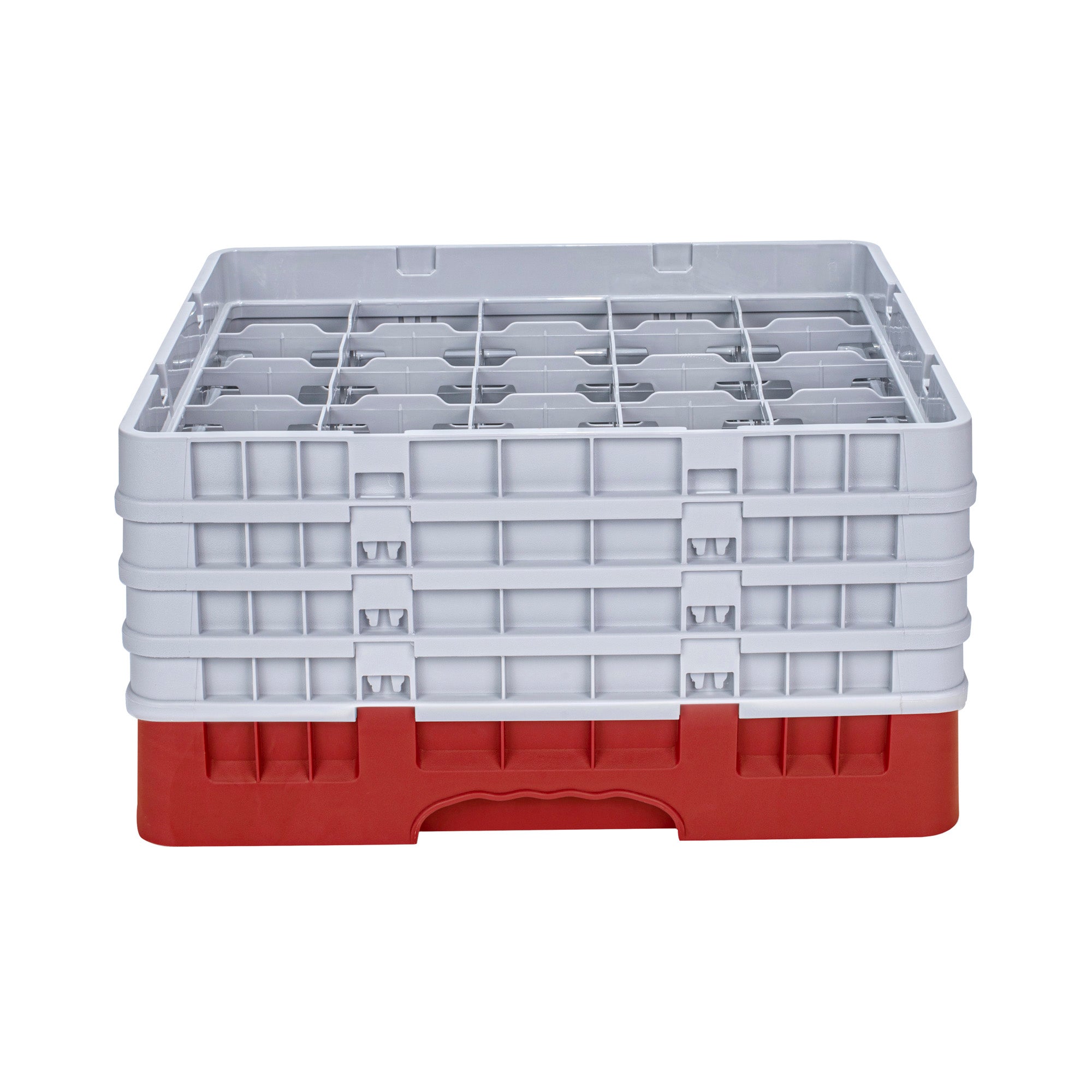 Clean Tek Professional Red Glass Rack - 25 Compartments, 1 Full Drop and 3 Half Drop Extenders - 19 3/4" x 19 3/4" x 10 1/2" - 1 count box