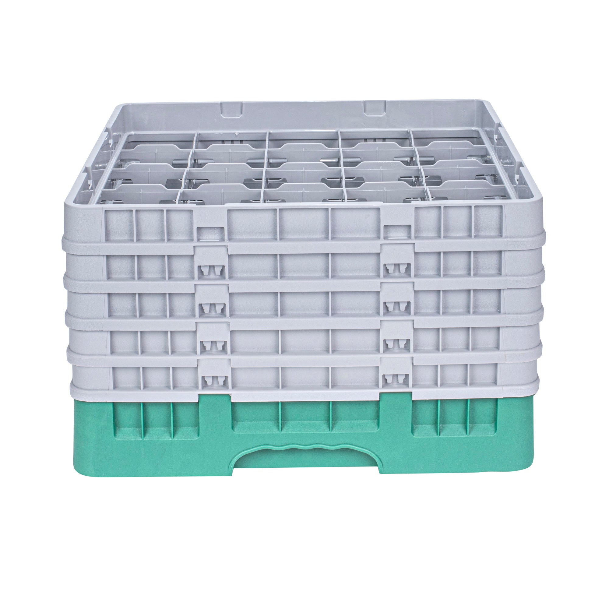 Clean Tek Professional Green Glass Rack - 25 Compartments, 1 Full Drop and 4 Half Drop Extenders - 19 3/4" x 19 3/4" x 12 1/4" - 1 count box