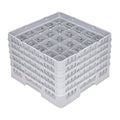 Clean Tek Professional Gray Glass Rack - 25 Compartments, 1 Full Drop and 4 Half Drop Extenders - 19 3/4" x 19 3/4" x 12 1/4" - 1 count box